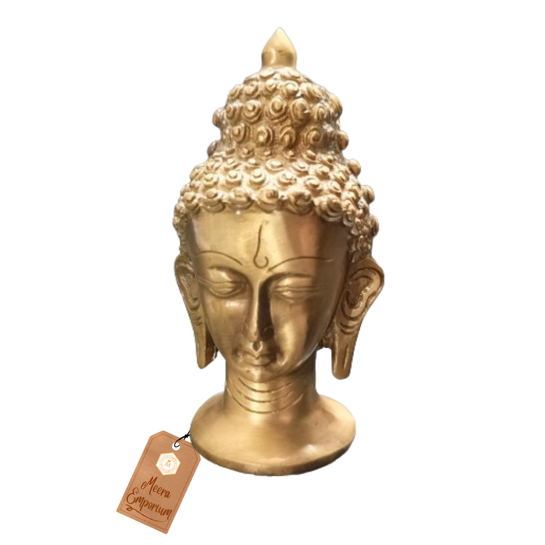 Brass Buddha Head for home office 1kg approx weight 14cm height 