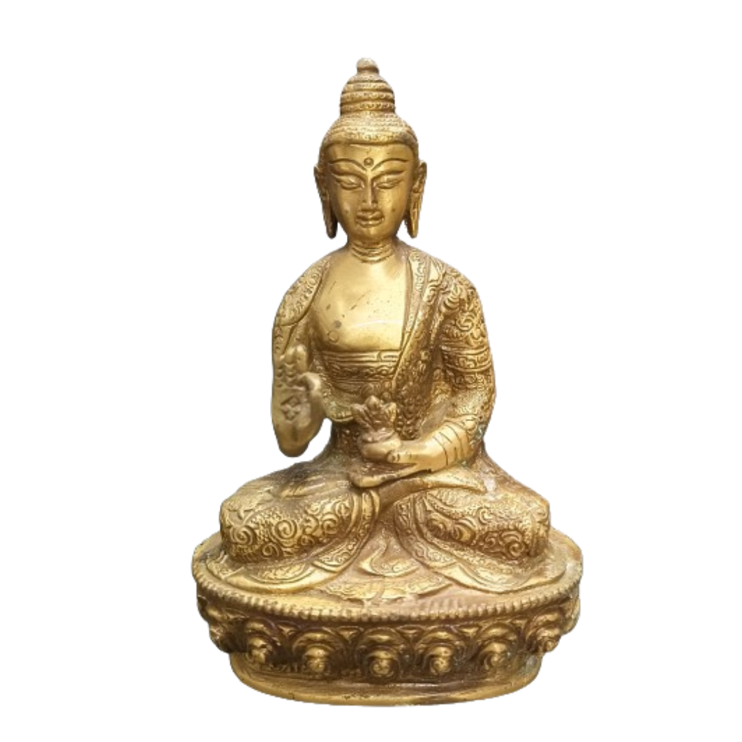 Brass Buddha Idol 1.8kg fine art with lacquer polish for home or office