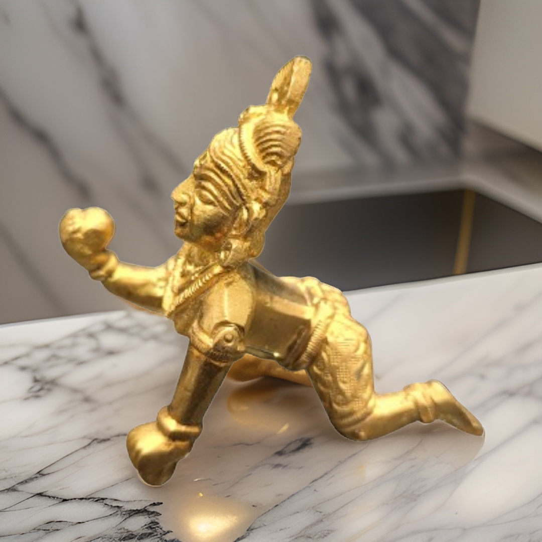 Brass Laddu Gopal medium size 8cm 250gm weight for Pooja Temple