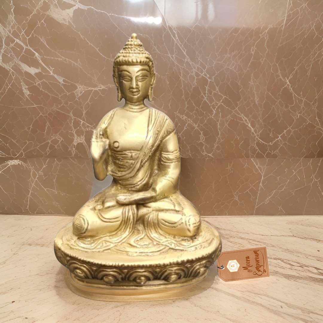 Buddha Brass Metal with Lacquer Polish Size 17cm Weight 1kg plus for Home or Office