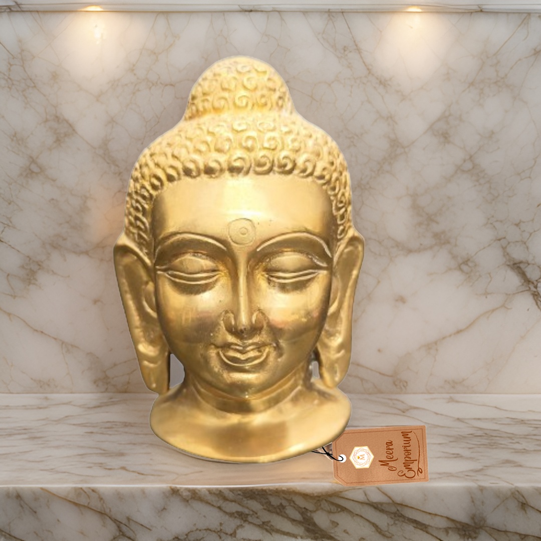 Buddha Head Brass Fine Art 1.5kg 15cm