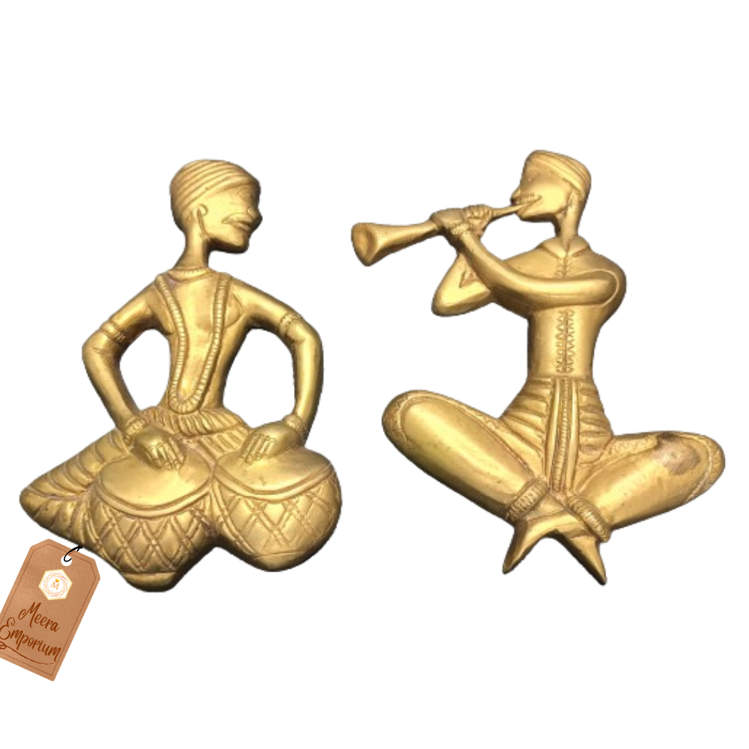 Wall Hanging Men Music Set (Pair) Brass Metal fine art for Home or Office wall decor 1.2kg 20cm