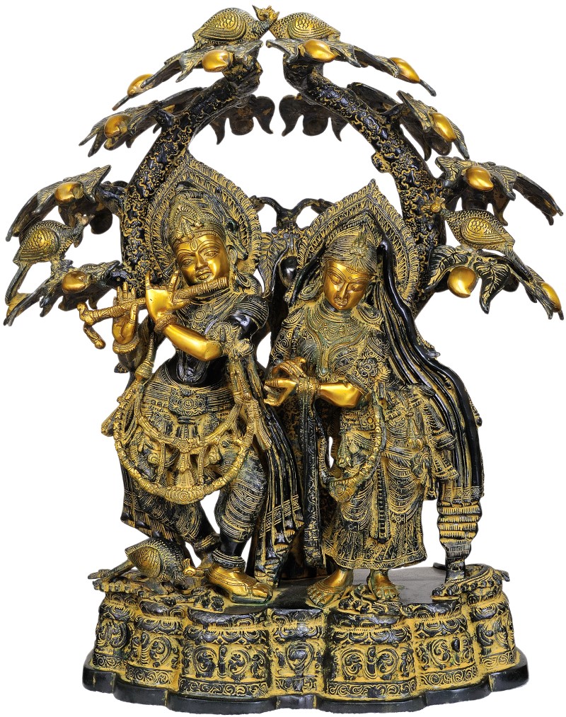 Large Radha Krishna Under Kadamba Tree Brass Statue 30 inches 50kg+